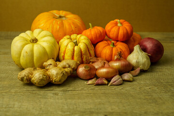 Assortment of fresh produce and vegetables for winter meals.