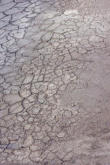 Sandy hilly quarry. Cracked earth