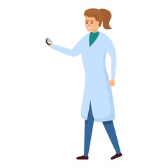 Sport doctor take stopwatch icon. Cartoon of sport doctor take stopwatch vector icon for web design isolated on white background