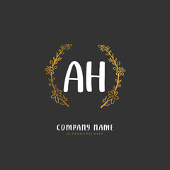 A H AH Initial handwriting and signature logo design with circle. Beautiful design handwritten logo for fashion, team, wedding, luxury logo.
