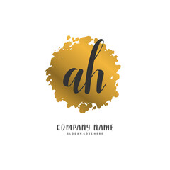 A H AH Initial handwriting and signature logo design with circle. Beautiful design handwritten logo for fashion, team, wedding, luxury logo.