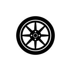 Fototapeta premium Car wheel icon in trendy flat design