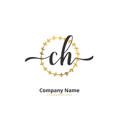 C H CH Initial handwriting and signature logo design with circle. Beautiful design handwritten logo for fashion, team, wedding, luxury logo.
