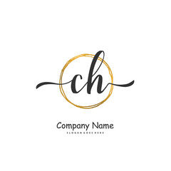 C H CH Initial handwriting and signature logo design with circle. Beautiful design handwritten logo for fashion, team, wedding, luxury logo.
