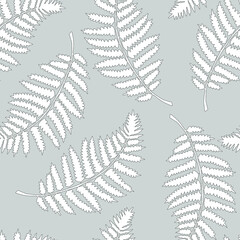 Fern plant leaf seamless pattern. Tropical botanical stock vector illustration eps10
