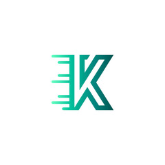 letter K and speed line logo design