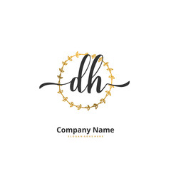 Obraz premium D H DH Initial handwriting and signature logo design with circle. Beautiful design handwritten logo for fashion, team, wedding, luxury logo.