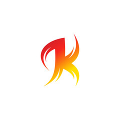 letter K with fire logo design