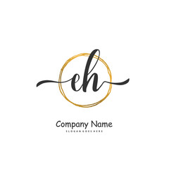 E H EH Initial handwriting and signature logo design with circle. Beautiful design handwritten logo for fashion, team, wedding, luxury logo.