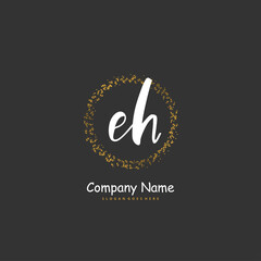 E H EH Initial handwriting and signature logo design with circle. Beautiful design handwritten logo for fashion, team, wedding, luxury logo.