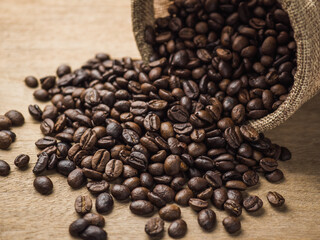 Close-up of roasted coffee beans