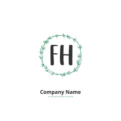 F H FH Initial handwriting and signature logo design with circle. Beautiful design handwritten logo for fashion, team, wedding, luxury logo.