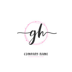 G H GH Initial handwriting and signature logo design with circle. Beautiful design handwritten logo for fashion, team, wedding, luxury logo.