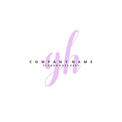 G H GH Initial handwriting and signature logo design with circle. Beautiful design handwritten logo for fashion, team, wedding, luxury logo.