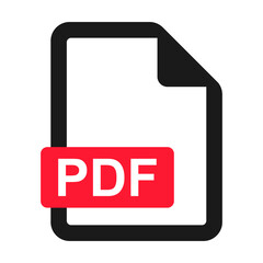 File PDF flat icon isolated on white background. PDF format vector illustration