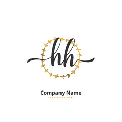 H HH Initial handwriting and signature logo design with circle. Beautiful design handwritten logo for fashion, team, wedding, luxury logo.