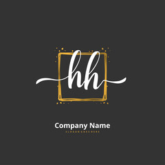 H HH Initial handwriting and signature logo design with circle. Beautiful design handwritten logo for fashion, team, wedding, luxury logo.