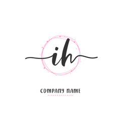 I H IH Initial handwriting and signature logo design with circle. Beautiful design handwritten logo for fashion, team, wedding, luxury logo.