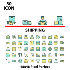 Thin icon filled line shipping vector illustration graphic design suitable for website, mobile, apps store, business, marketing, delivery, and more. With editable stroke 48x48 pixel perfect.