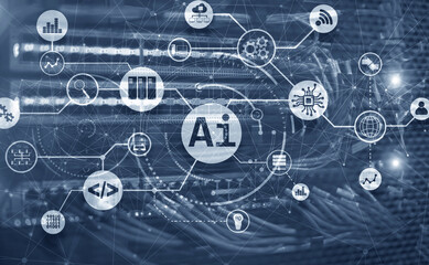 Artificial Intelligence. AI. Blurred Provider Room Background.