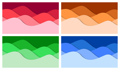 Set of 3D abstract background and paper cut shapes, vector illustration