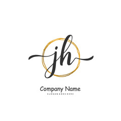 J H JH Initial handwriting and signature logo design with circle. Beautiful design handwritten logo for fashion, team, wedding, luxury logo.