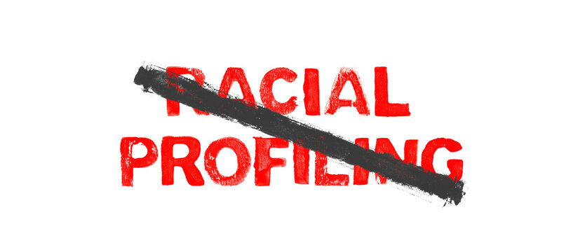 Kein Racial Profiling - Buchstaben in rot mit schwarzem Streifen