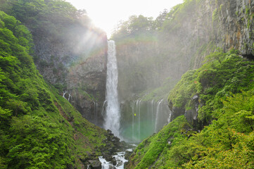 華厳の滝　Famous majestic waterfall in Japan