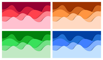 Obraz premium Set of 3D abstract background and paper cut shapes, vector illustration