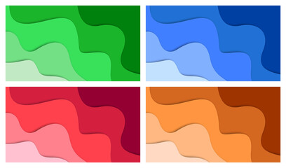 Set of 3D abstract background and paper cut shapes, vector illustration