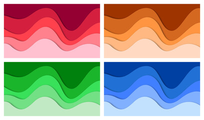 Obraz premium Set of 3D abstract background and paper cut shapes, vector illustration