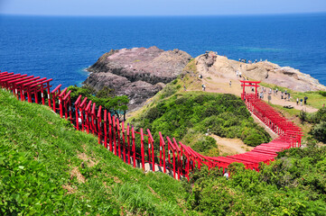 元乃隅稲成神社の大絶景　Good scenery of red torii and sea