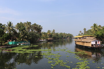 serene lakes with house boats