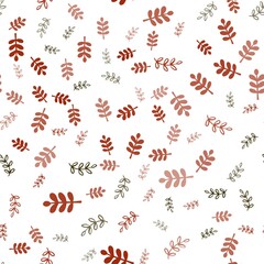 Dark Green, Red vector seamless natural pattern with leaves, branches. Glitter abstract illustration with leaves and branches. Pattern for design of fabric, wallpapers.