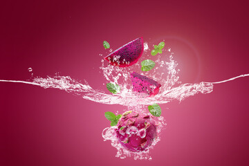 Red dragon fruit Summer tropical fruits for healthy lifestyle.