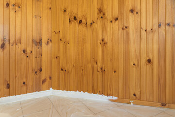 Timber wall with preparation for painting