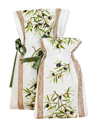 drawstring textile bags with olive motif