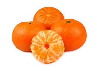 Tangerines with a slice isolated on white background