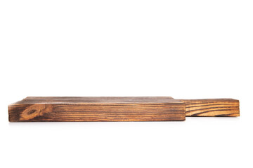 Wooden cutting board isolated on white background