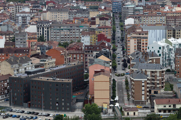 Aerial view of a small city of the northern Spain, in Asturias