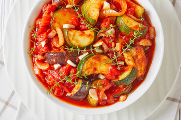 veggies ragout in a white bowl