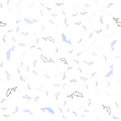 Light Purple vector seamless texture with dolphins. Shining illustration of colorful gradient sea dolphins. Pattern for wildlife ad, booklets.