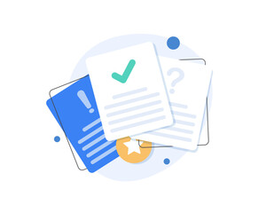 Important documents with a question mark,flat design icon vector illustration
