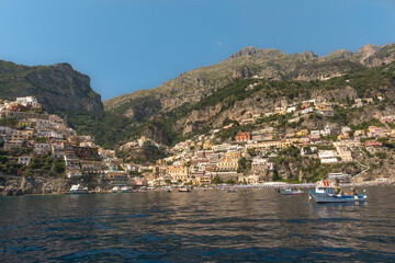 Fototapeta na wymiar One of the best Italian landscapes, Amalfitan coast with the city of Positano, Campania, Italy.