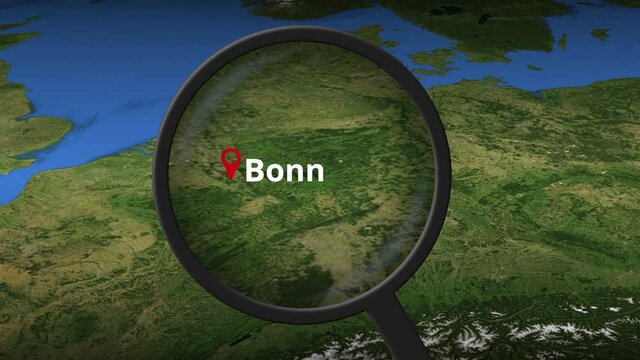 Bonn city found on the map, 3d rendering