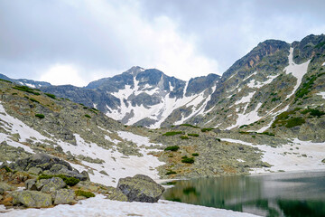 Ice Lake in the Snowy Mountains in Summer 3