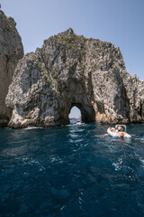 Beautiful view of the central rock of the Faraglioni of Capri.