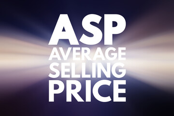 ASP - Average Selling Price acronym, business concept background
