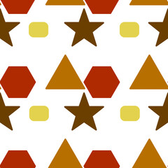 Texture abstract geometric red brown yellow seamless pattern background. 
