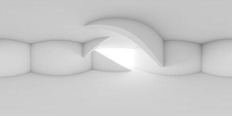Abstract empty white room, 3d panorama